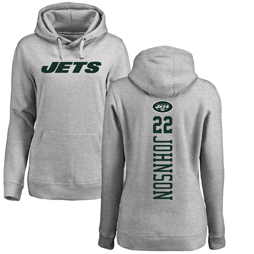 New York Jets Ash Women Trumaine Johnson Backer NFL Football #22 Pullover Hoodie Sweatshirts